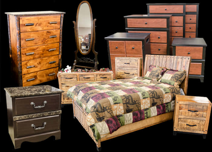 A Group Of Furniture With A Bed And Dressers