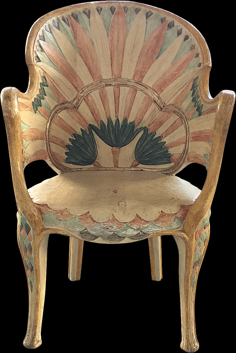 A Painted Chair With A Black Background