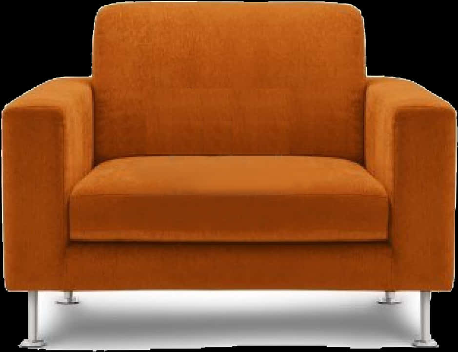 An Orange Chair With Metal Legs