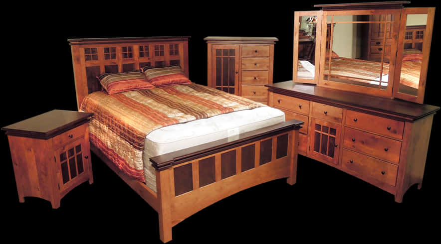 A Bedroom Set With A Bed And Dresser
