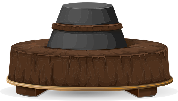A Round Brown Hat On A Wooden Stand