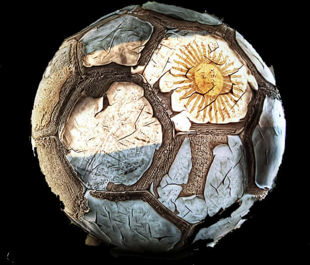 A Football Ball With A Sun And A Flag