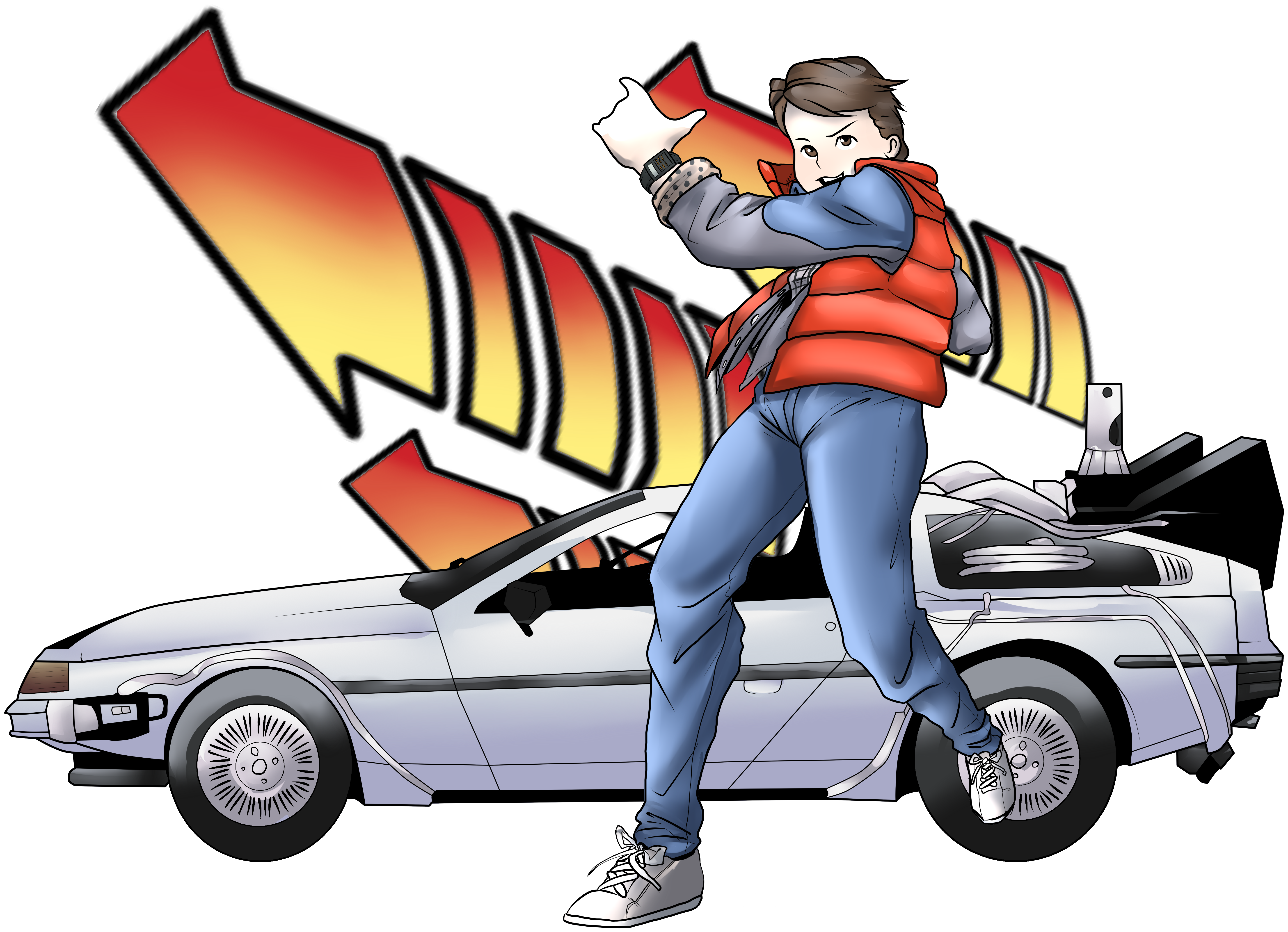 A Cartoon Of A Man Standing On A Car