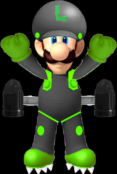 A Cartoon Character With Green Gloves And A Mustache
