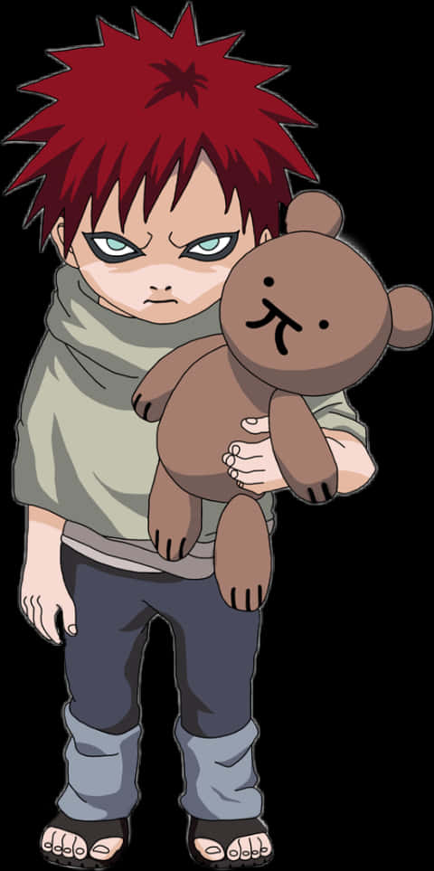 A Cartoon Of A Boy Holding A Teddy Bear