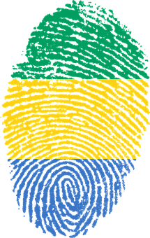A Fingerprint With A Blue Yellow And Green Stripe