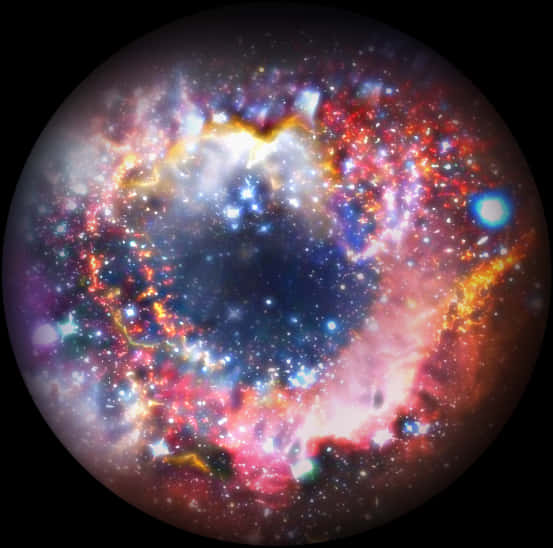A Circular Object With Stars And Lights In The Center