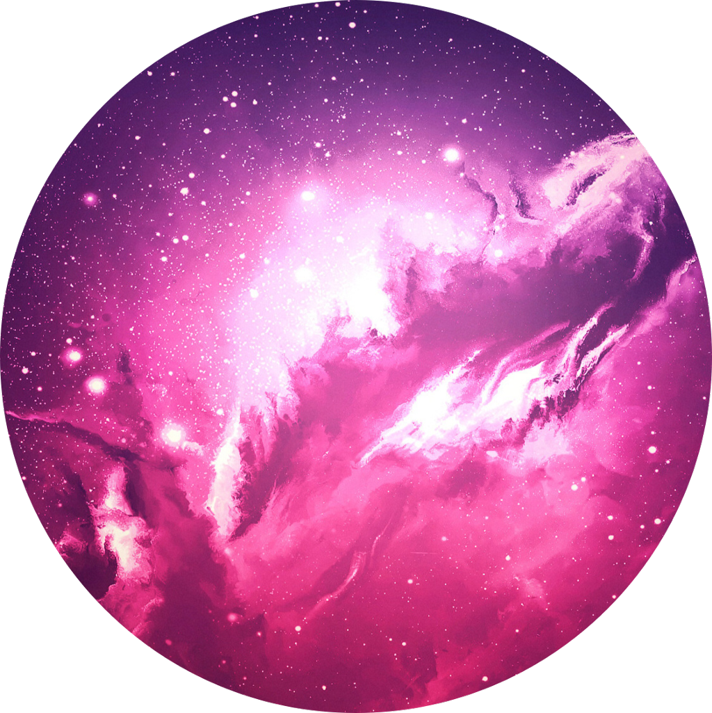 A Purple And Pink Clouds And Stars In A Circle