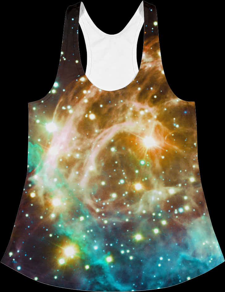A Tank Top With A Print Of Stars And A Black Background