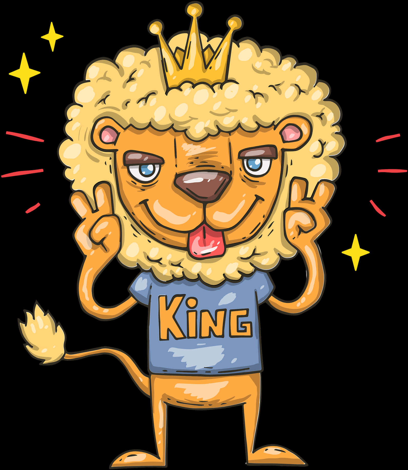 A Cartoon Lion With A Crown And A Shirt