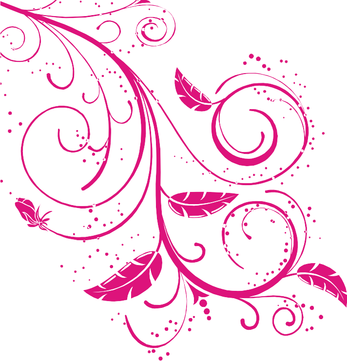 A Pink Swirls And Leaves On A Black Background