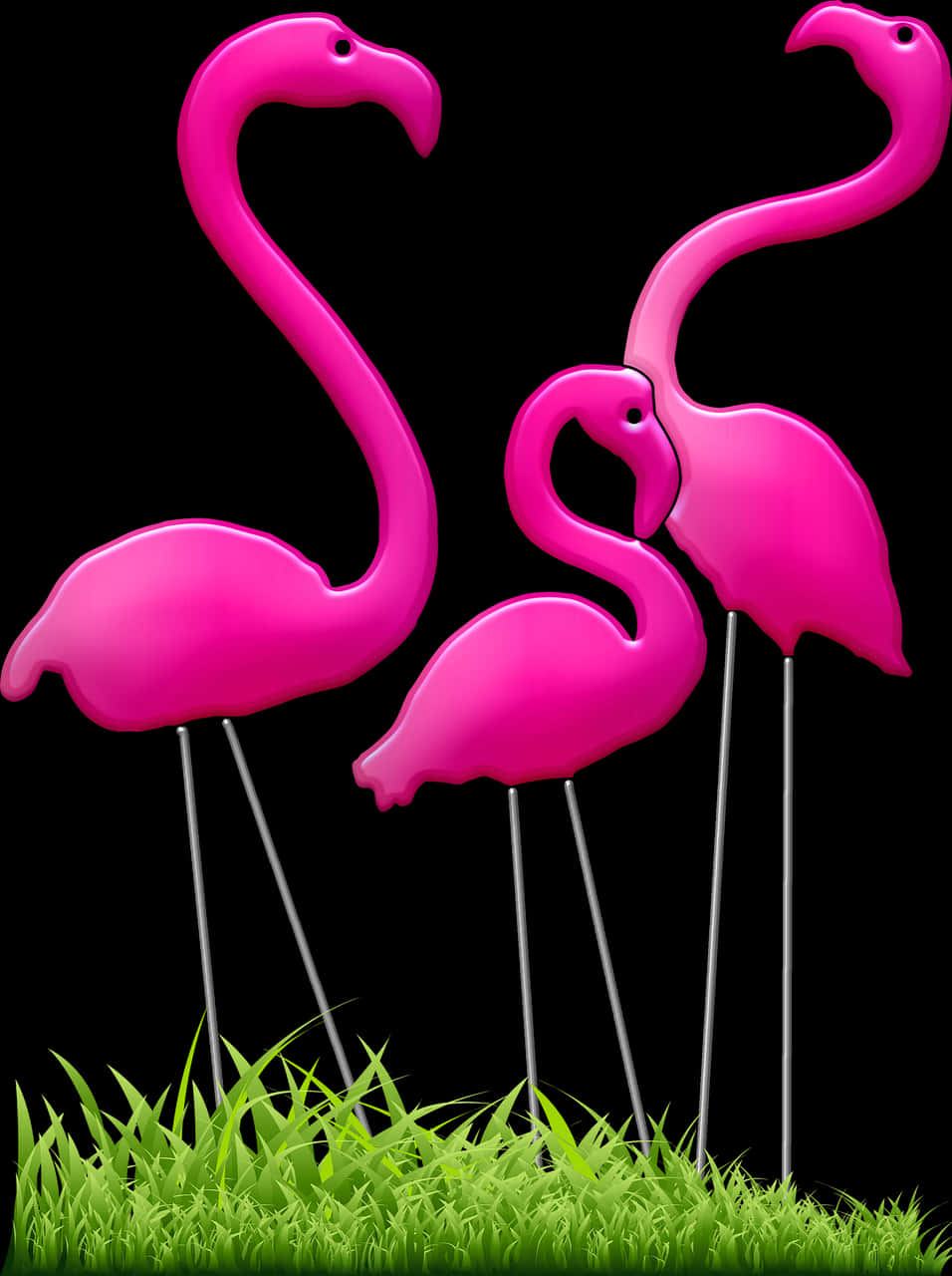 Three Flamingo Birds