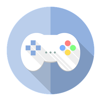 A White Game Controller With A Blue Background