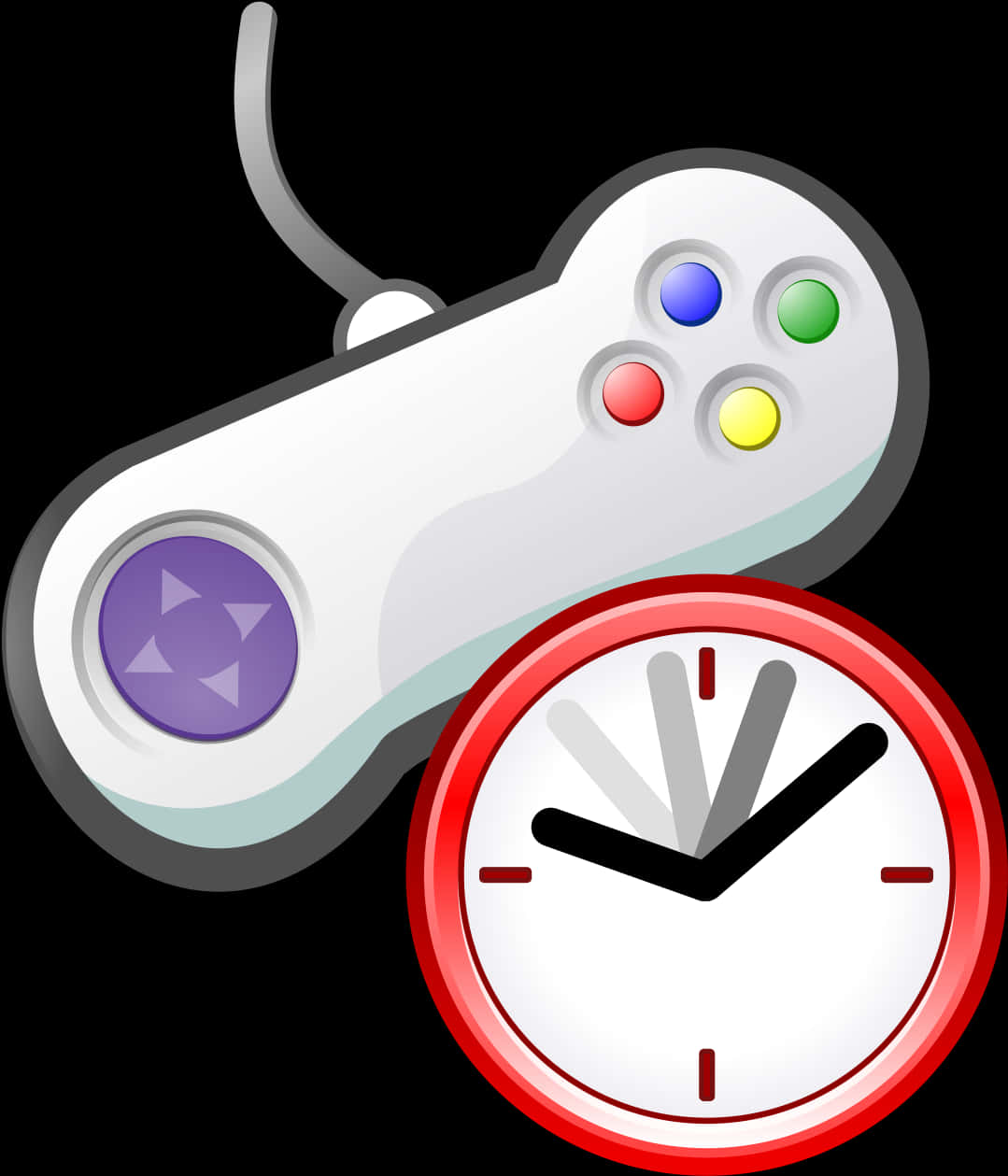 A Video Game Controller And A Clock