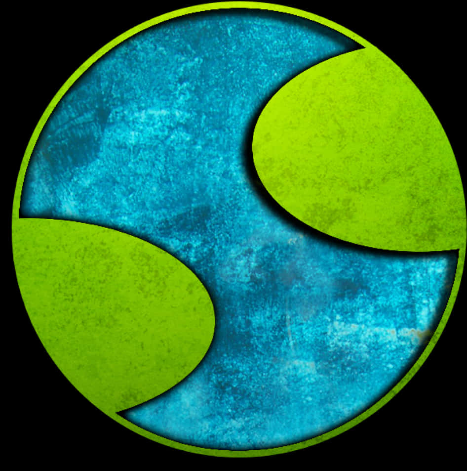 A Blue And Green Circle With A Black Background