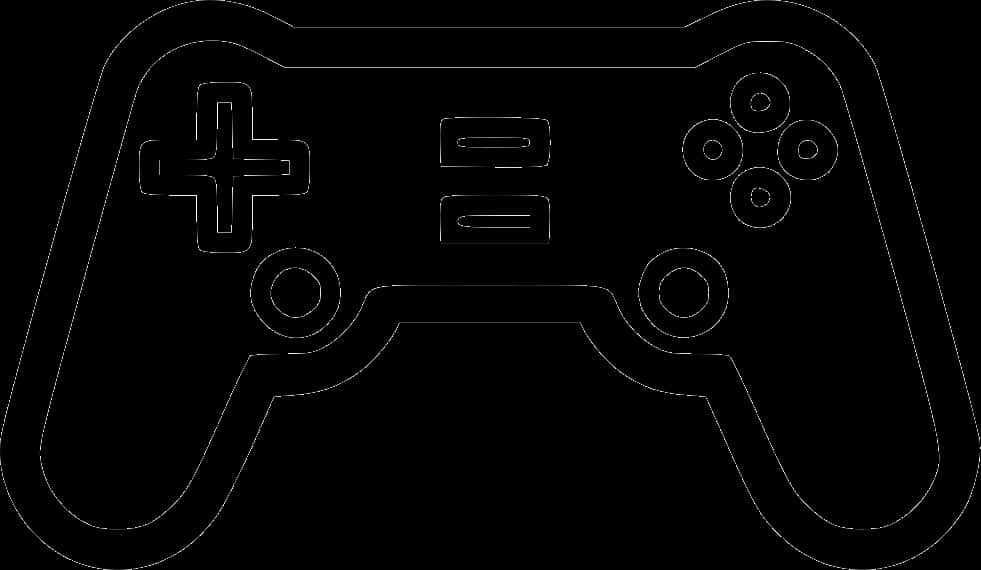 A Black And White Outline Of A Video Game Controller