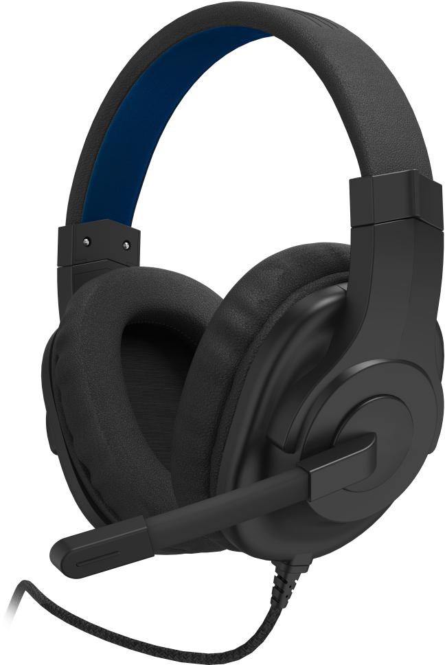 A Black Headphones With A Blue Band