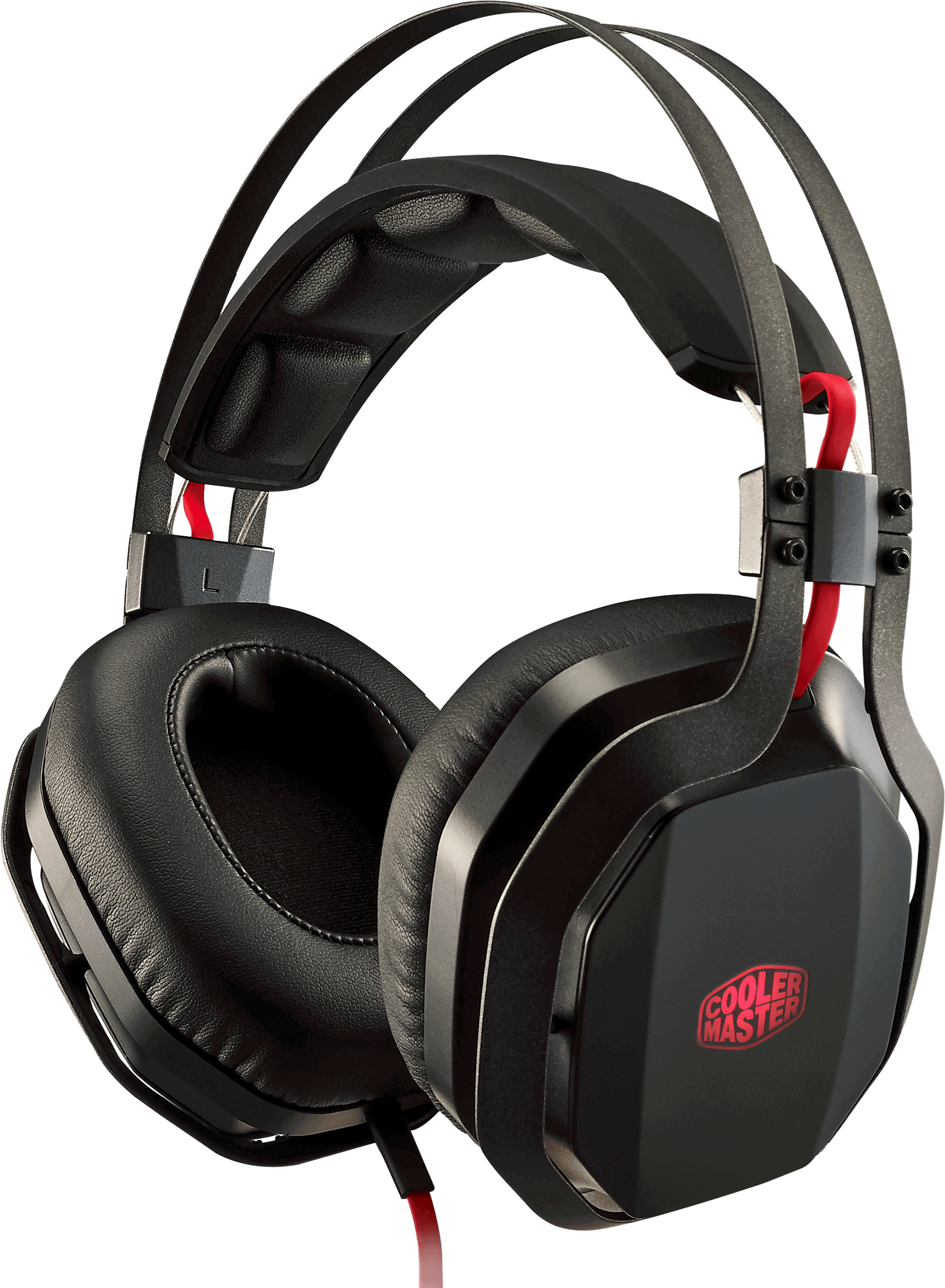 A Black Headphones With Red Accents