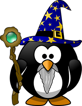 A Cartoon Penguin With A Wizard Hat And Staff