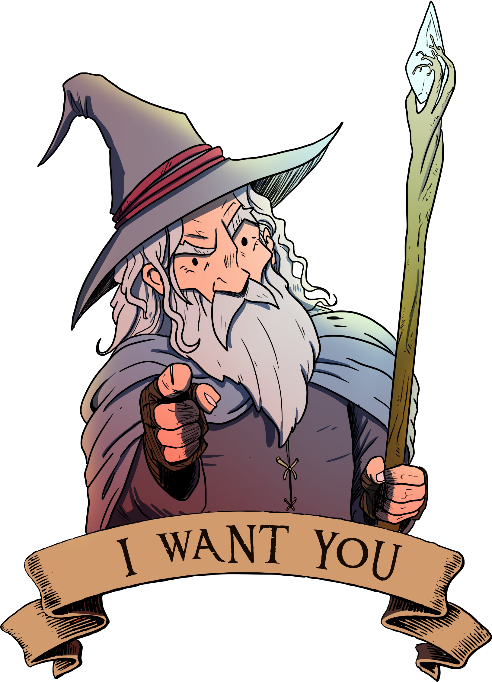 A Cartoon Of A Wizard Pointing At A Sign
