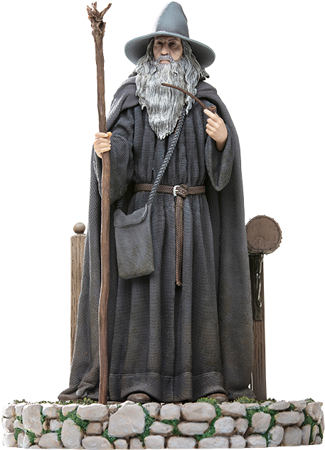 A Statue Of A Wizard Holding A Staff