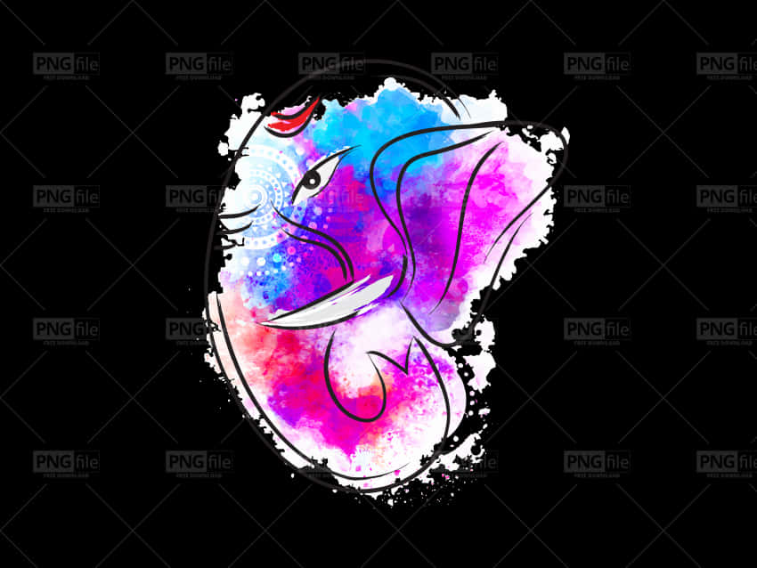 A Colorful Elephant With A Black Background