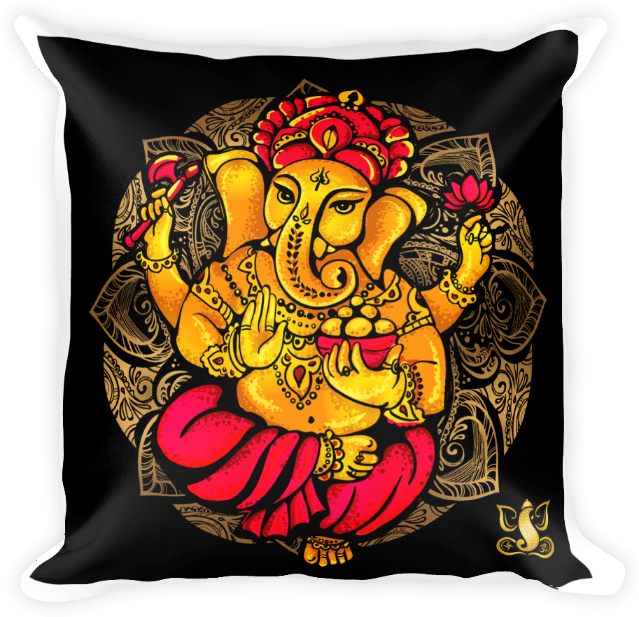 A Pillow With A Painting Of An Elephant
