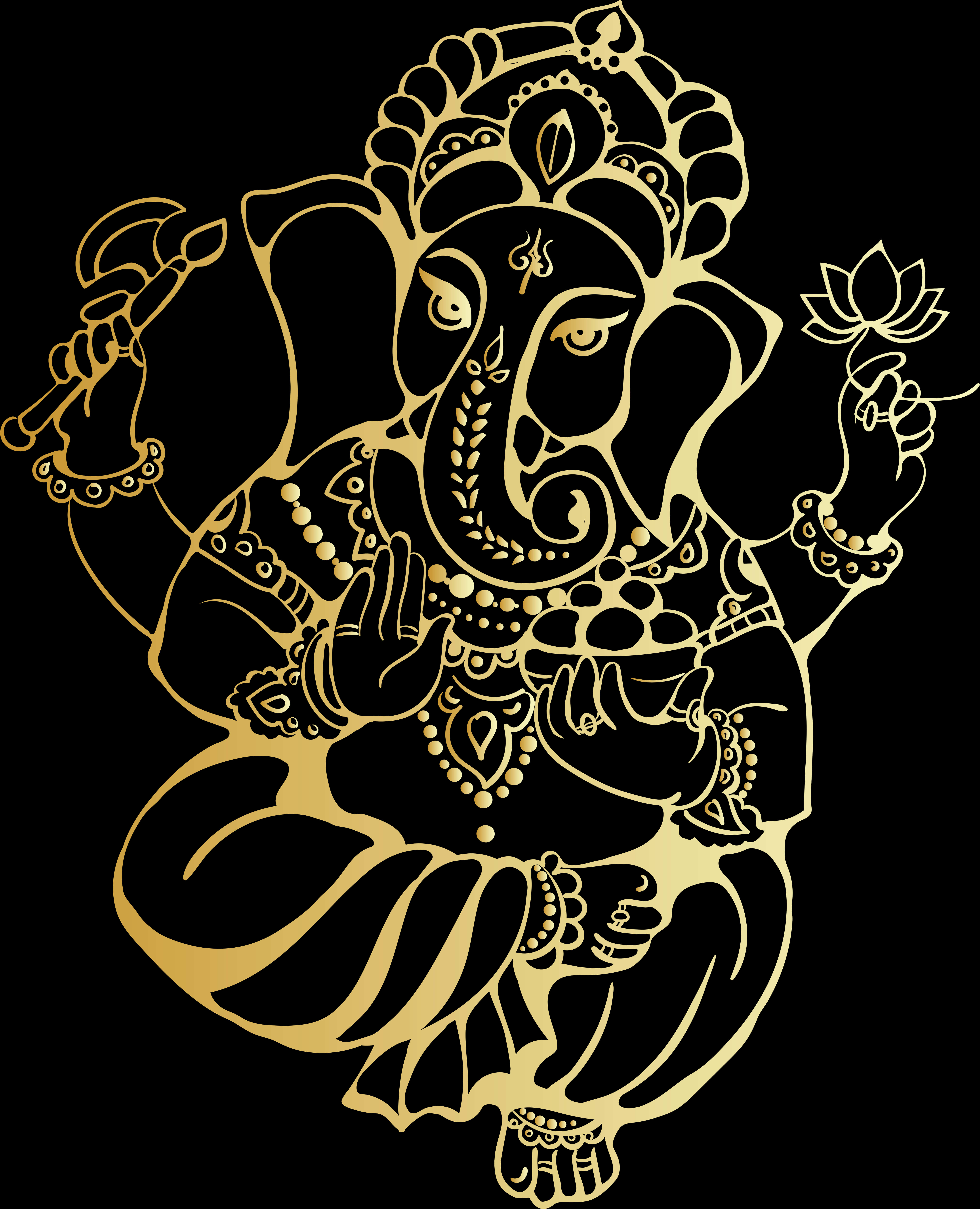A Gold Drawing Of An Elephant