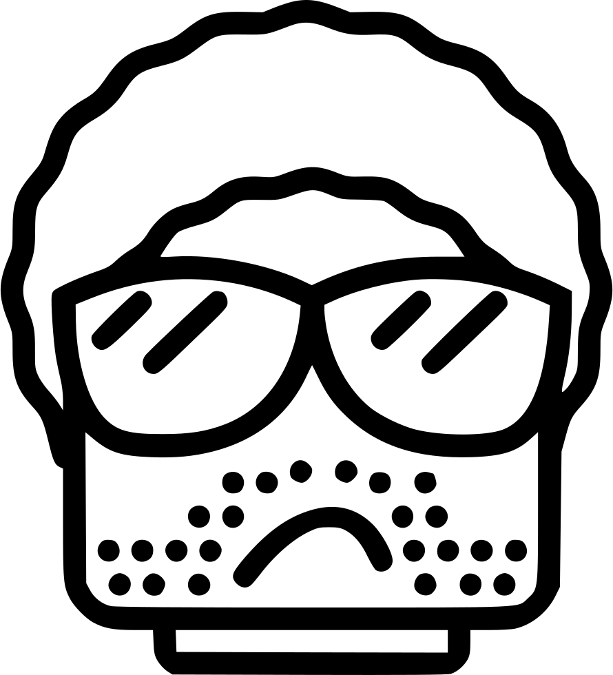 A Black And White Outline Of A Man With Glasses