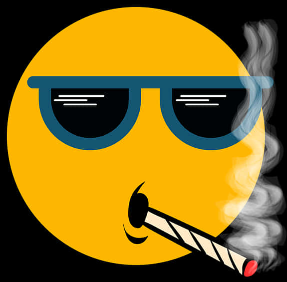 A Yellow Smiley Face With Sunglasses Smoking A Cigarette