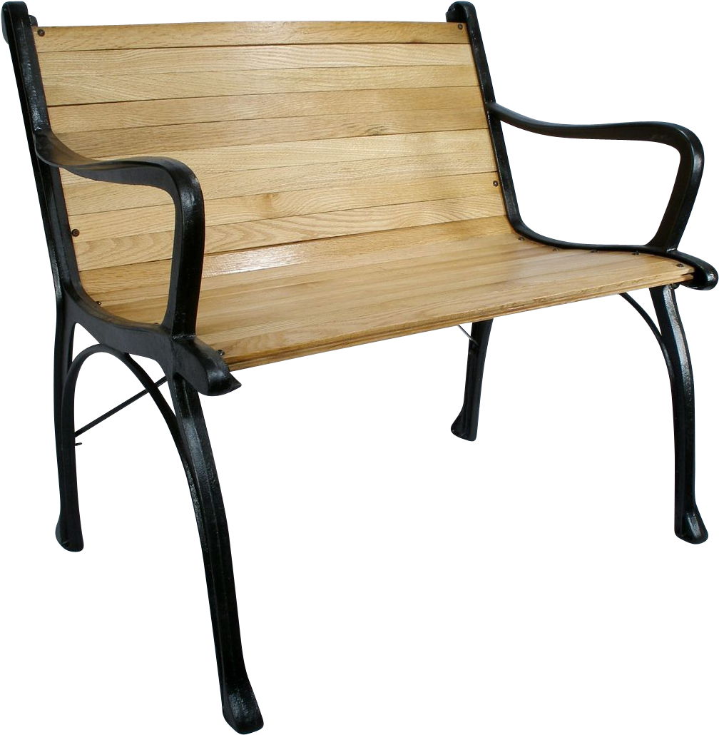 A Wood Bench With Black Legs
