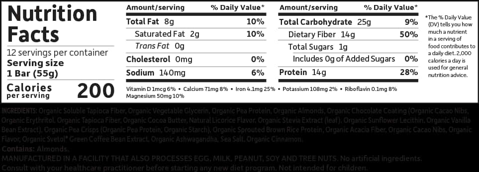 A Nutrition Label With Text And Numbers
