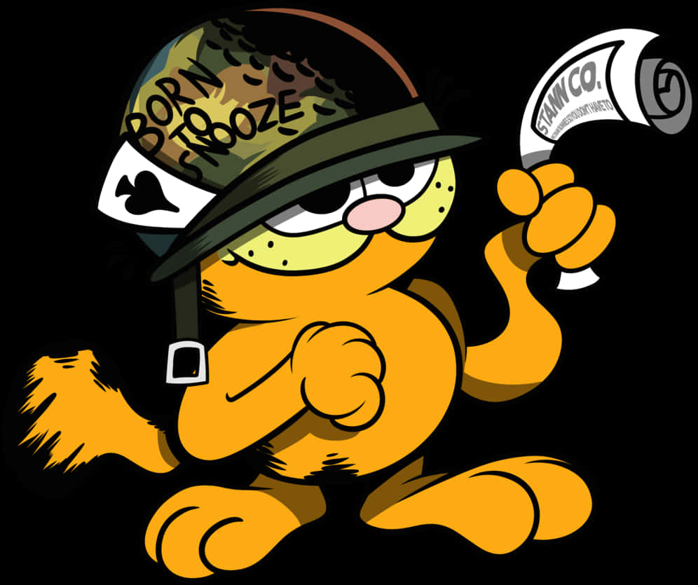 Garfield With Military Helmet