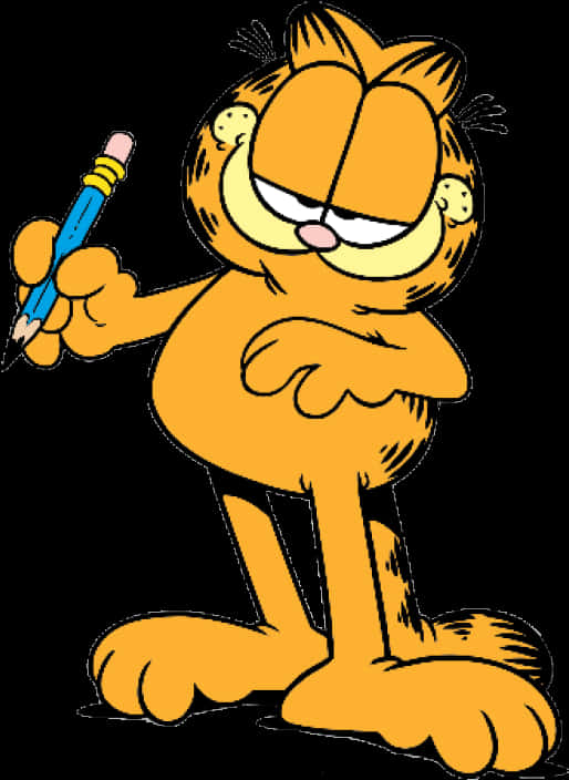 Garfield Holding A Pencil