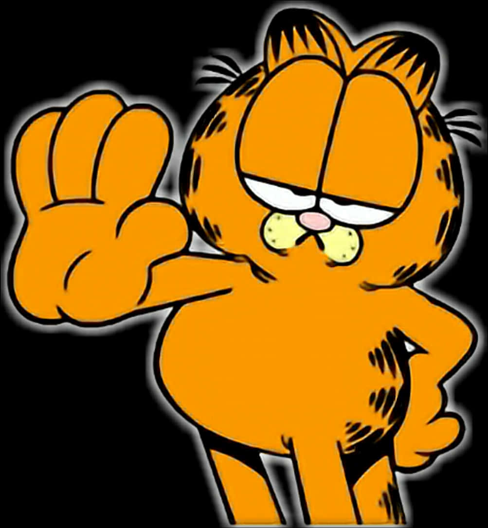 Garfield With Hand Stop Sign