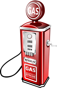 A Red Gas Pump With A Round Top