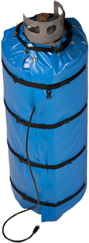 A Blue Cylinder With Black Straps