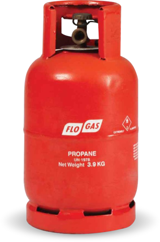 A Red Propane Tank With A Black Background