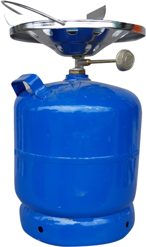 A Blue Gas Cylinder With A Valve