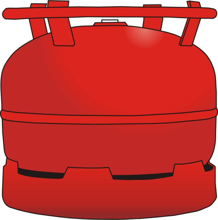 A Red Gas Cylinder With A Black Background