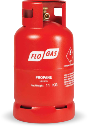 A Red Propane Cylinder With A Black Background