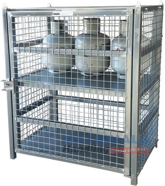 A Metal Cage With Metal Containers On Top