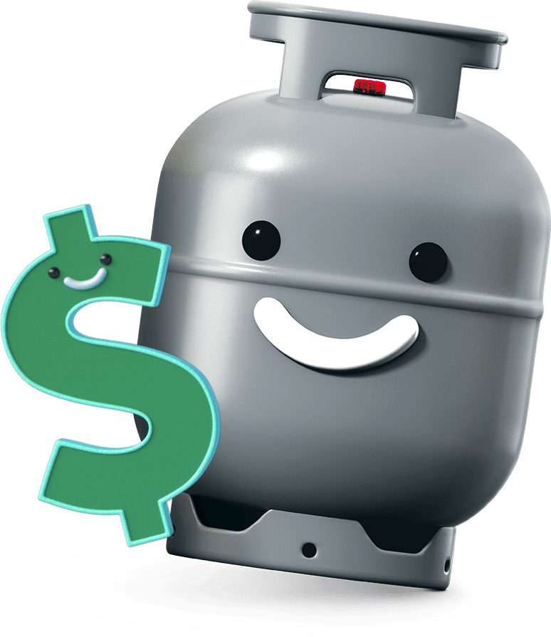 A Grey Metal Tank With A Face And A Green Dollar Sign