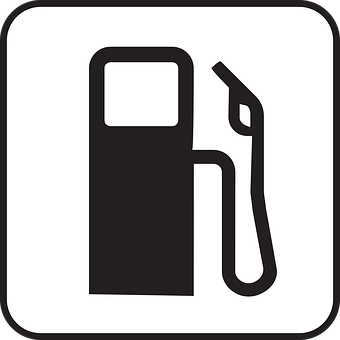 A Black And White Sign With A Gas Pump