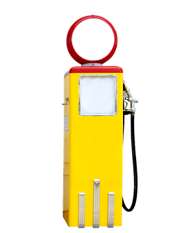 A Yellow And Red Gas Pump