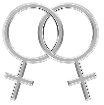 A Couple Of Silver Female Symbols