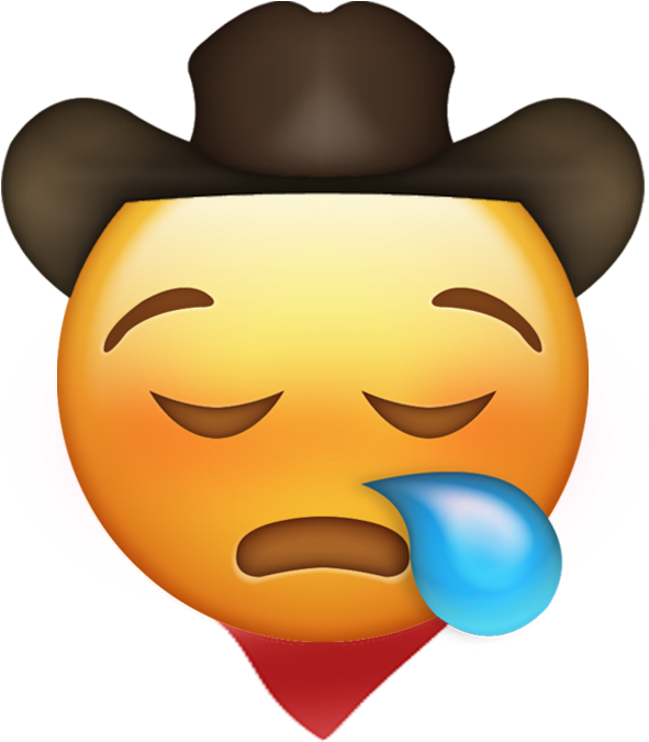 A Yellow Emoji With A Cowboy Hat And Teardrop