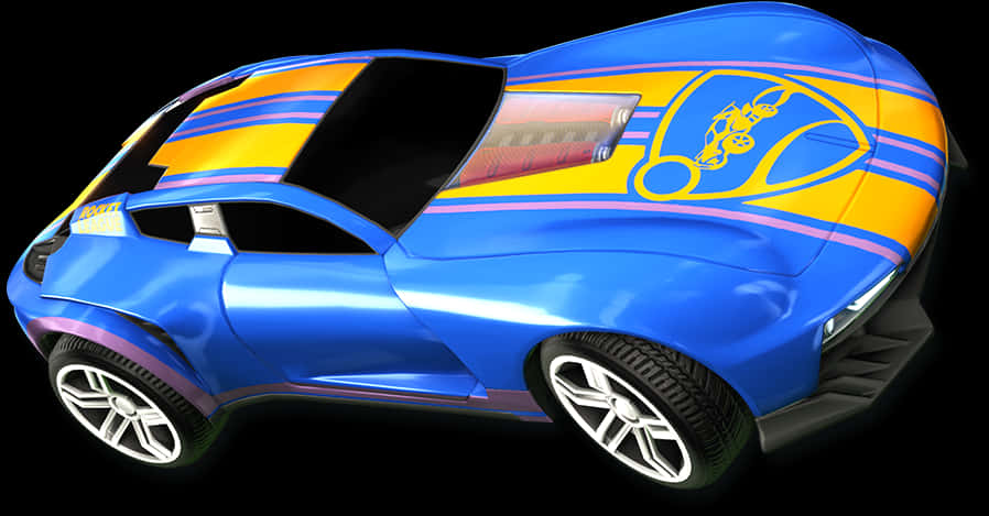 A Blue And Yellow Toy Car