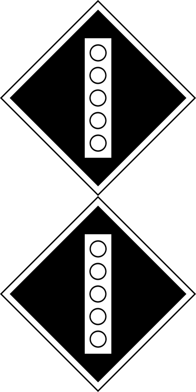 A Black And White Sign With White Lines