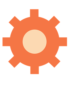 A Orange Gear With A White Circle